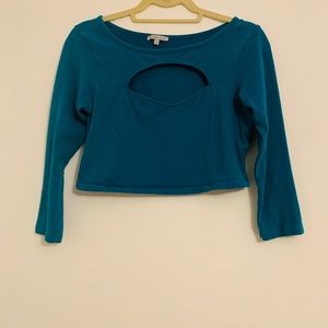 Y2K Charlotte Russe Turquoise Green Open Chest Crop Top